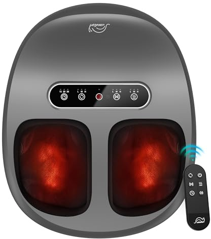 Snailax Massaggiatore piedi con calore e telecomando, massaggiatore per piedi Shiatsu con compressione, regalo per donne e uomini, adatto per taglie fino al 48