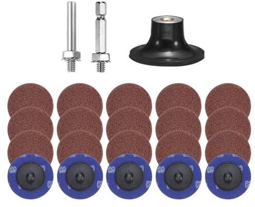 sourcing map 23pcs Quick Change Discs Set 2 Roll Lock Sanding Discs with 1/4 Shank Pad Holder 60 Grit Surface Conditioning Disc for Polish Rust Removal