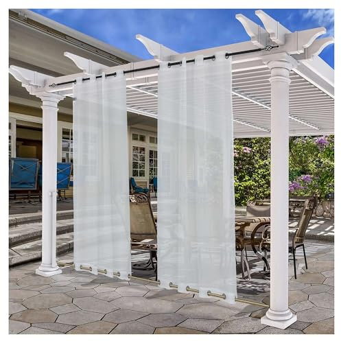 Outdoor Vorhang Wetterfest Transparenter Vorhang for den Außenbereich, wasser- und winddichter Vorhang for Terrasse, Pavillon, Deck und Pergola, Ösen oben und unten(GROMMET_W135 X L245CM 1PC)