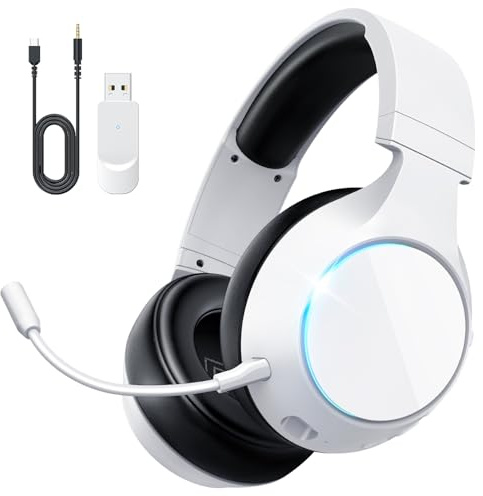YPBDAN TA4000 2.4GHz/Bluetooth 5.3 Wireless Gaming Headset for PC, PS5, PS4 – Over-Ear Headphones with ENC Mic, 60H Playtime, 3.5mm Wired Mode, Compatible with Switch, Mac, Mobile & Controller