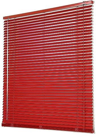 Estor veneciano de aluminio rojo, listones de 25 mm, persianas opacas horizontales impermeables para el hogar y la oficina, fácil ajuste, cortinas decorativas, ancho x alto (160 x 160 cm)