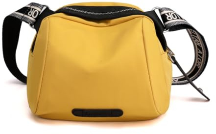 oukesin Borsa a tracolla in nylon da donna con cerniera per tutti i giorni e per la scuola, 051Giallo