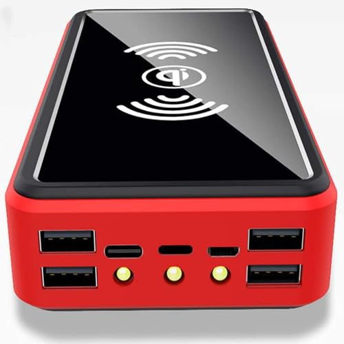 Banque d’Alimentation, Chargeur Solaire 100000Mah, Chargeur Solaire Portable sans Fil avec LED et 4 Ports de Sortie USB Batterie de Secours Externe Chargeur de téléphone de Grande capacité,