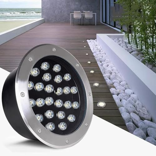 Outdoor Recessed Spot Light - 6W LED Landscape Lights IP67 Waterproof Stainless Steel Ground Spotlight Embedded Path Lighting for Garden AC 220V White Finish
