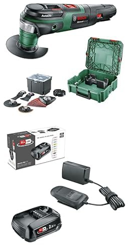 Bosch Multifunktionswerkzeug AdvancedMulti 18 (ohne Akku, 18-Volt-System, Universal-Zubehör-Set, in SystemBox) - Amazon Edition + Bosch 18V Akku und Ladegerät 2.5Ah (18V Starter Set, POWER FOR ALL)