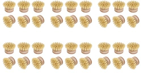Uikdjgu Washing Up Brush,Dish Brush,36 Pcs Replacement Brush Heads Wooden Cleaning Dish Brush Refillable Kitchen Beech