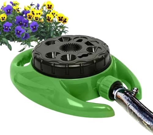 Irrigatore da giardino rotante – Sistema di irrigazione multi modalità a 360 gradi | 9 modalità regolabile testa oscillante durevole strumento di irrigazione esterna per grandi cortili erba