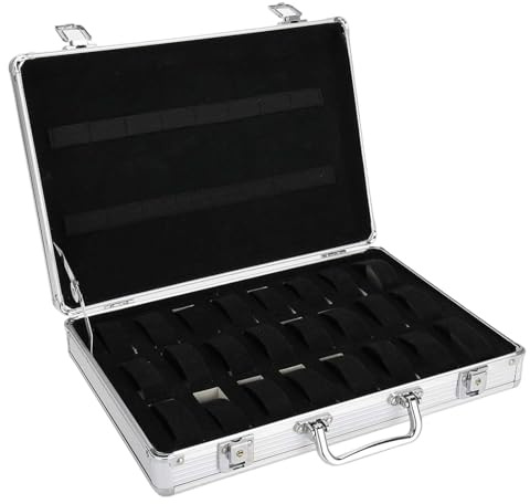 UxicRuya Estuche para Guardar Relojes, Organizador para Teléfono Móvil con Hebilla, Soporte a Prueba de Golpes, Caja de Lujo para Guardar Relojes, Estuche para, 24 Rejillas con