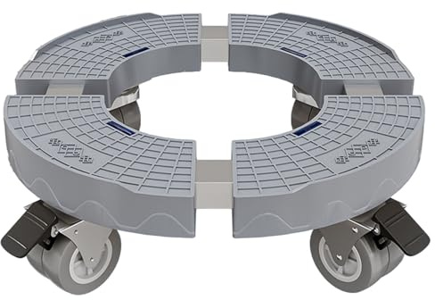 aotusoa Pflanzenroller Rund 200 kg Traglast Verstellbares Ø 38-50cm Rollbrett mit 4 Gummirollen & Einzelbremsen für Pflanzen Blumentöpfe oder Vasen im Innen- und Außenbereich Outdoor (Grau)