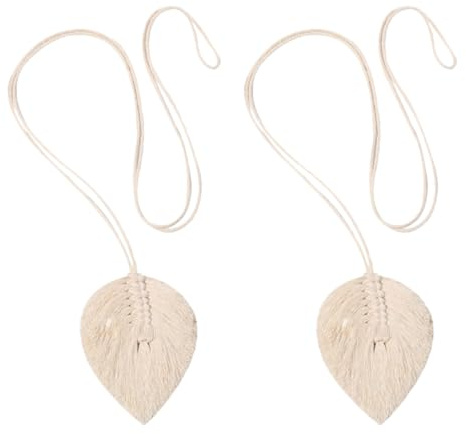 Housoutil Alzapaños para Cortinas de Algodón Tejido, 2 Piezas, Diseño Bohemio Trenzado, Correas Decorativas para Sujetar Cortinas de Ventana en Sala y Oficina