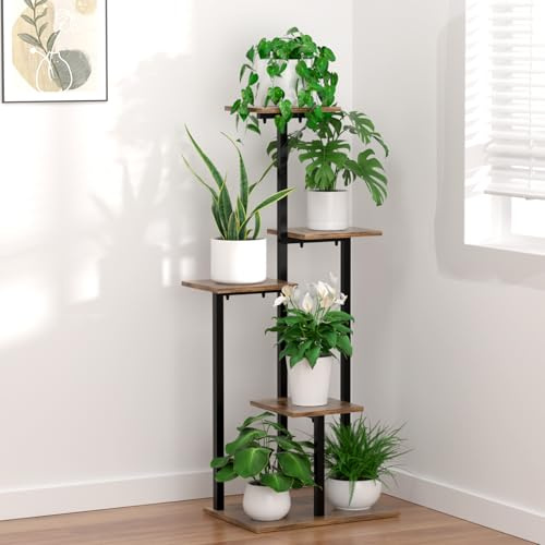 5 Étages Support Plantes Intérieur, Porte Plante Métal, Étagère Plante