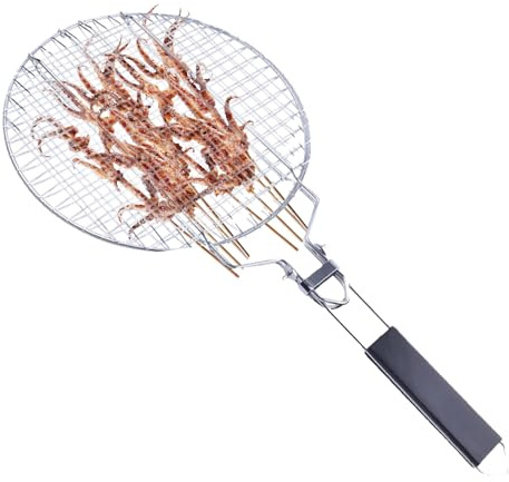 Yulokdwi Grillkorb für - Rutschfestes Eisennetz Mit Abnehmbarem Griff | Hitzebeständige Grillkörbe Für,Für Outdoor, Zuhause, Restaurant und Camping zum Kochen von Fisch, Hähnchen, sowie