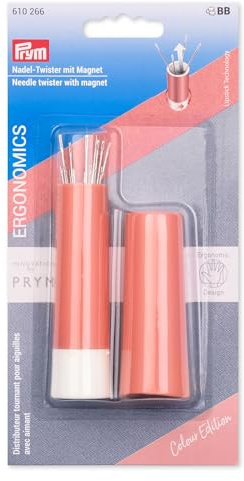 Prym 610266 Nadel-Twister mit Näh- und Stopfnadeln, magnetischer Nadelhalter zur Aufbewahrung, Nadelspender mit 19 Nähnadeln und Stopfnadeln, aprikose
