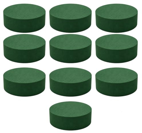 LUDHEP 10 Schiume Floreali Cilindriche, 8x4 cm, Spugna Verde per Fiori Freschi e Secchi, Schiuma Floreale Resistente, Ideale per Matrimoni, Feste e Decorazioni Domestiche