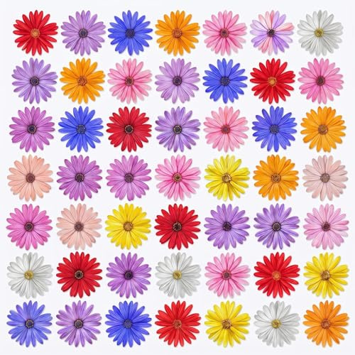 65pcs Edible Flowers for Cakes, Colorful Wafer Paper Daisy Cake Decorations, Edible Flowers for Cakes Birthday Wedding Cupcake Toppers, Safe Cake Flowers Decor Set