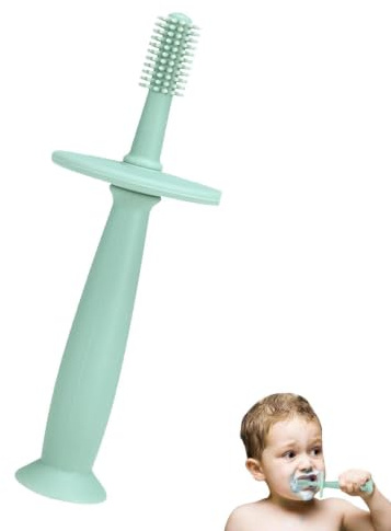 360 Babytandborste - 100% Livsmedelsklassad Silikonbitleksak | Spädbarns Tungrengöringsborste Med Sugbas | Hygiene Gum Care Muntvättstränare, Nyfödda Tuggbara Tandborstar 1 St