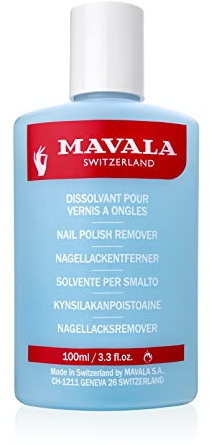 Mavala - Dissolvant Doux Bleu avec Acétone - Enlève Rapidement le Vernis à Ongles - Formule Classique Efficace pour Ongles Normaux - Flacon Recyclable 100ml