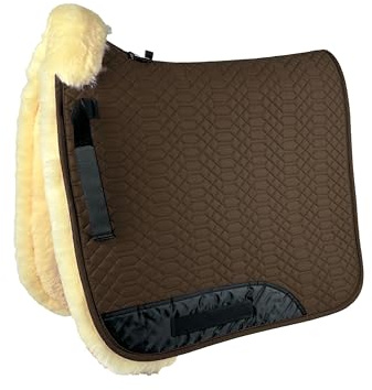 Engel Reitsport | SCHABRA2-D-MOC-MED | Schabracke | Lammfell Fully Lined | Steppstoff | Fellkranz vorne | Dressur | Stoff moccabraun Fell med.
