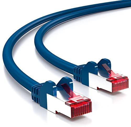 deleyCON 15m Cat6 Netzwerkkabel RJ45 Gigabit 1000 Mbit - Blau | Kupfer, S/FTP, halogenfrei, Patchkabel, Ethernet LAN Cable, für DSL, Internet, WLAN, Switch, Router, Modem, Patchpanel