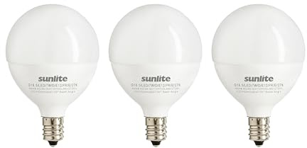 Sunlite G16.5 Light Bulb LED, 7 Watts (60W Equiv.), 500 Lumens, Dimmable, Type G Globe Shape E12 Candelabra Base, Short Bulbs, Vanity Mirror Bulbs, 2700K Soft White, Frosted, 3 Count
