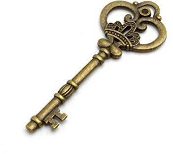 Grande Portachiavi in bronzo antico con motivo a corona per nozze come decorazione o regalo per ospiti o Statement per gioielli fai da te 8,4 cm di lunghezza