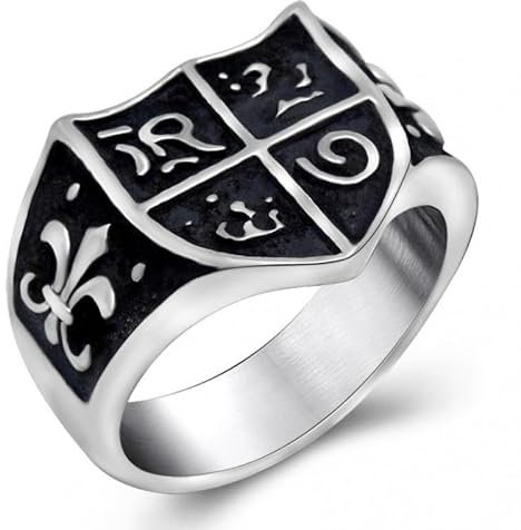 BOBIJOO Jewelry - Chevalière Bague Esprit Jeanne d'arc Royalisme Fleur Lys Templier Symbole Ancien - 66 (11 US)