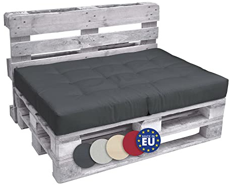 Beautissu Palettenkissen Outdoor Sitzkissen für Paletten Europaletten | 120x80cm Anthrazit Auflagen für Palettenmöbel Balkon Palettenpolster Garten Lounge Kissen Palettensofa gartenmöbel Elements