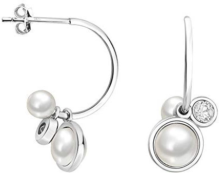 SOFIA MILANI - Damen Ohrringe 925 Silber - mit Zirkonia Steinen - Perlen Steck Creolen - 20994