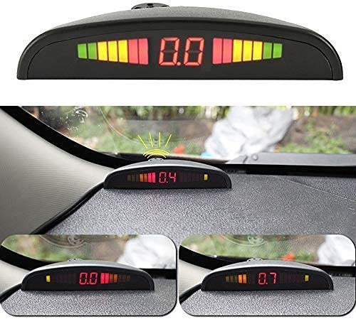 TOTMOX Car Reverse Parking Radar System 8 Reversing Sensors Kit with Front and Rear Alarm Buzzer Reminder LED Display Safe Driving, Car Parking Sensor, Black
