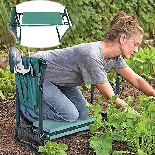 YNITJH Tabouret de Jardin Pliable pour s'agenouiller et s'asseoir- avec Sac à Outils Multifonctionnel Siège À Genoux De Jardin, Banc De Jardinage Robuste, Outil De Jardinage Portable