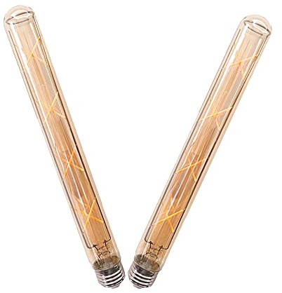 OUKAIDE E27 8W T30-300 lange Röhren Edison LED Birne, Weinlese-Birnen-E27 LED-Glühlampe antike Art Retro Braunglas Schraube Lampe, 680lm, Nicht Dimmble Warm White2700k (2 Stück)
