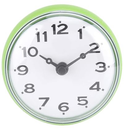 Cyrank Badezimmeruhr Mit Saugnäpfe, wasserdichte Badezimmer Uhr, Analoge Badezimmeruhr Klein, Mini Wanduhren, Digitale Uhr Klein Duschuhr, Küchenuhr, Baduhr Für Badezimmer Waschraum Küche(Grün)