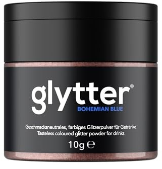 Glytter Glitzerpulver für Getränke (Blau) - essbarer Glitzer für Drinks & Flüssigkeiten, z.B. für Likör, Sekt, Cocktails - trinkbares & geschmacksneutrales Glitzerpulver - Glitzerpuder, Glitzer-Staub