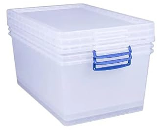 Really Useful Box 3 Stück 62 Liter Nestable box mit Deckel - 695x440x287mm - transparant