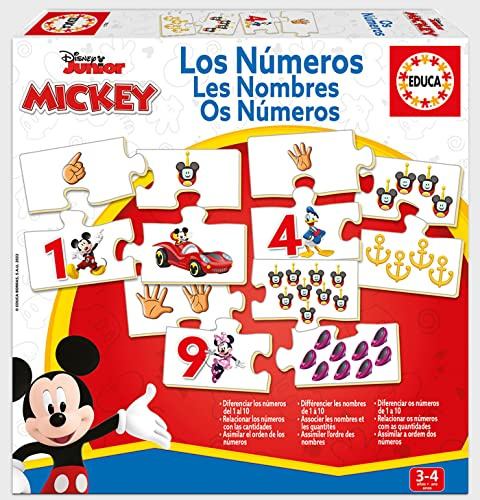 Educa - Los Números con Mickey | Juego de Mesa para niños | Los más pequeños aprenden a relacionar dígitos del 1 al 10 con Las cantidades | Juego Educativo Recomendado a Partir de 3 años (19327)