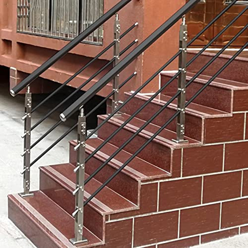 MLYY Geländer Außen/Innen Treppengeländer Edelstahl Kurzes/langes Geländer für Außentreppen - Schwarzes Edelstahl-Handlauf-Set, Pfosten/Stahldraht, 0,8 m/ 1 m/ 1,4 m/ 1,7 m, Length 130cm(51.2 inch)