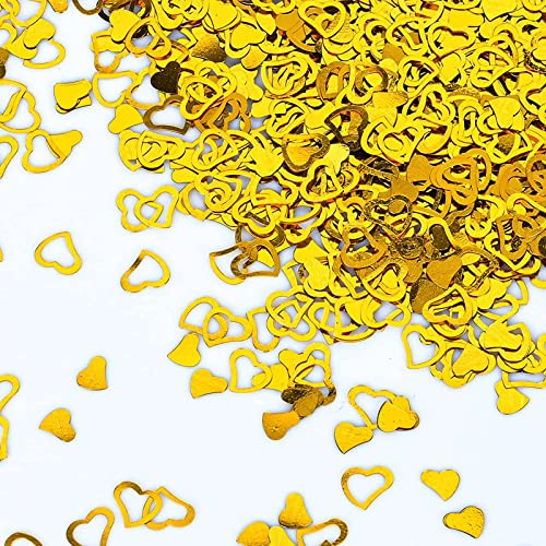 Catelves Konfetti Gold für Hochzeit - Streudeko, Glitter Tischkonfetti, Herz Deko - Etwa 600-700 Stück für Geburtstag, Feier, Jubiläum (Gold)