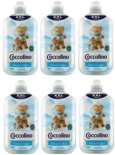 6x Coccolino Ammorbidente Concentrato Delicato e Soffice Convenience-Format XXL Konzentrierter Weichspüler Zart und Weich 80 Wäschen 2Lt