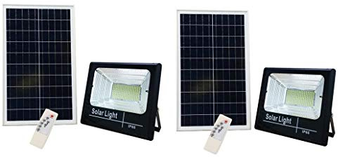 LEOFLA 2 X Fari A Led Da 200W SMD Luce Bianca Con Pannello Solare E Sensore