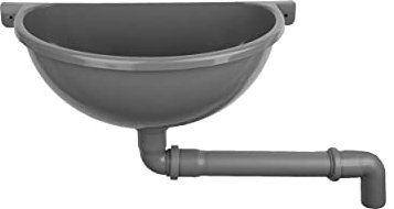 Ausgussbecken Agande Waschbecken Handwaschbecken aus Kunststoff grau, einfach mit Abflussroh für Camping Garten Keller Baustellen WC, Made in Europe