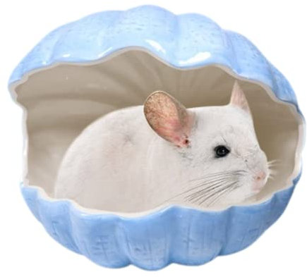 Kleintierversteck, extra groß, Keramikschalenform, Meerschweinchenhaus, Chinchilla, Iglu, Hütte, Sommerbett, Käfig, Zubehör für Igel, Kaninchen, Hamster, Ratten (XL (24.1x17.8x20.9 cm), blau)