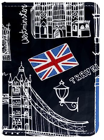 KQNZT Passeport Holder Cover Wallet PU Leather Card Case Accessoires de Voyage pour Femmes Hommes,Bâtiments Vintage London Bridge Angleterre