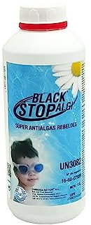 BLACK-STOP-ALGI Súper Antialgas. Exterminador superconcentrado de algas rebeldes. Para brotes enquistados. Botella 1 Lt.