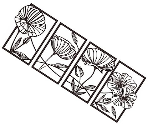 Garneck 4pezzi Decorazione in Metallo Da Parete Fiori Astratti Scultura Artistica Floreale Forma Di Foglia Di Loto Decorazione Murale Contemporanea Per Soggiorno Camera Da Letto e Casa