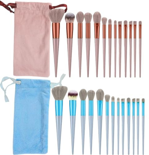 ZKSXOA 26 Pezzi Pennelli Trucco Set,Trucco Fondotinta Cipria Crème Liquido Professionali Pennelli,Per Volto Ombretti e Sopracciglio Adatto Per Liquidi, Creme, Polveri