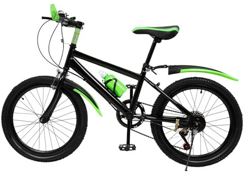 Atnhyruhd 20 Zoll 6 Gang Kinderfahrrad Kinder Fahrrad Jungen Mädchen Mountainbike Kinderfahrrad MTB Bike Doppel Scheibenbremse (Grün)