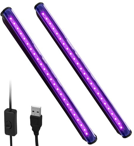2 Pezzi Lampada UV Con Interruttore E Spina - Barra LED Luce Nera, Tubo Luminosa Ultravioletti Per Festa, Pittura Fluorescente, Poster Fluorescente, Bar