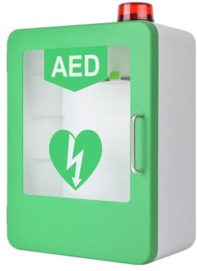 AED-Defibrillator-Aufbewahrungsschrank zur Wandmontage, Herz-Defibrillations-Alarmbox mit Alarmsystem und Doppelschaltersteuerung, verstellbare Trennwand, Platz für eine Vielzahl von AED-Modellen