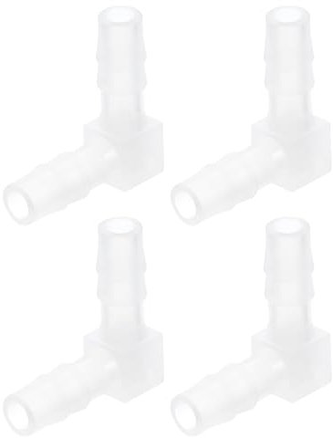 sourcing map 1/4 90 Degree Elbow Hose Barb, 2pcs L-Shaped Aquarium Air Valve Connector Tubing for Fish Tank Pond Air Line