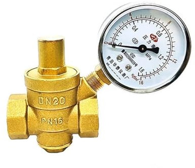Druckminderer Wasser 1/2 3/4 1 2 Messing Wasserdruckminderer-Halteventil DN15/DN20/DN25/DN32 Regler Einstellbares Überdruckventil Manometer (Size : 1, Color : Valve without Gauge)